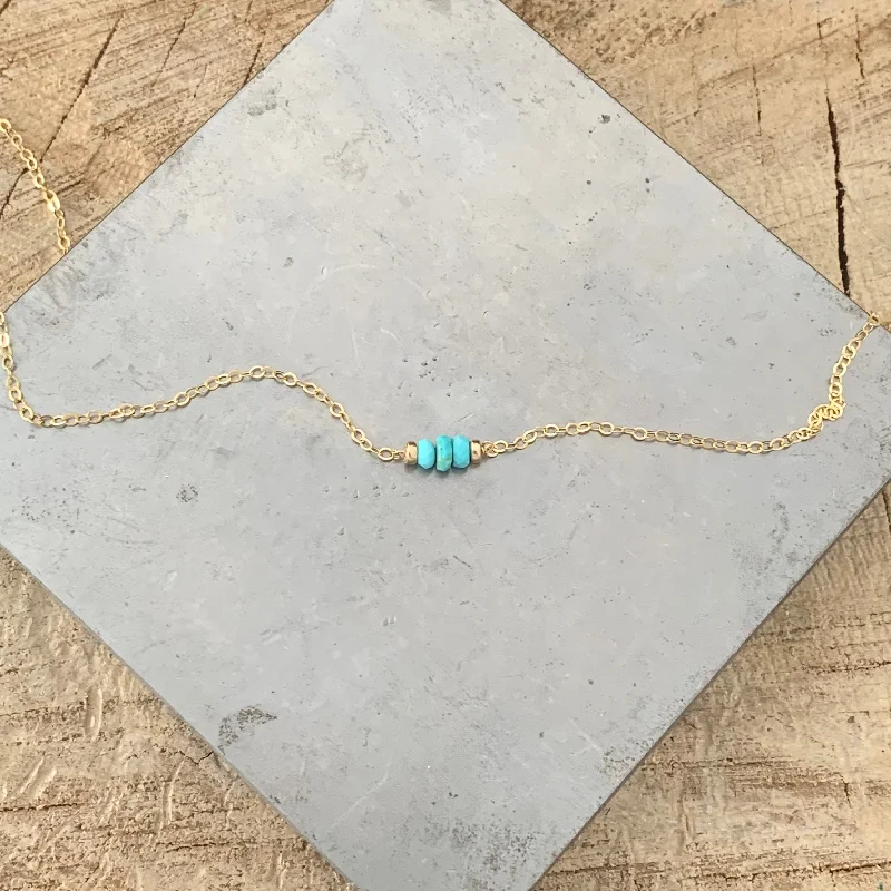 Women’s simple diamond necklaces-Touch of Turquoise necklace