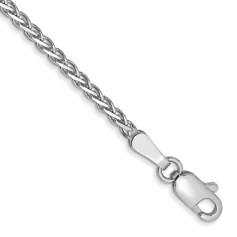 Women’s stretchable bracelets-14k White Gold 1.8mm Flat Wheat Chain Bracelet, 7"