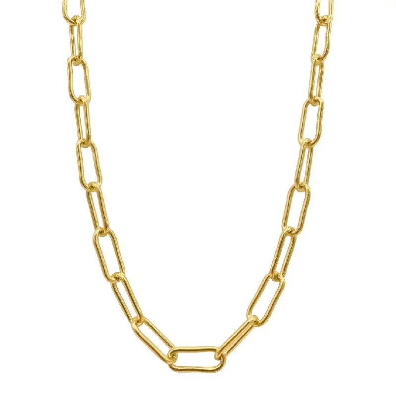 Women’s luxury pendant necklaces-Tarnish Resistant 14k Gold Plated Wide Chunky Paper Clip Chain