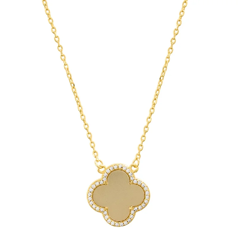 Women’s chain necklaces-14k Gold Plated Clover Halo Necklace