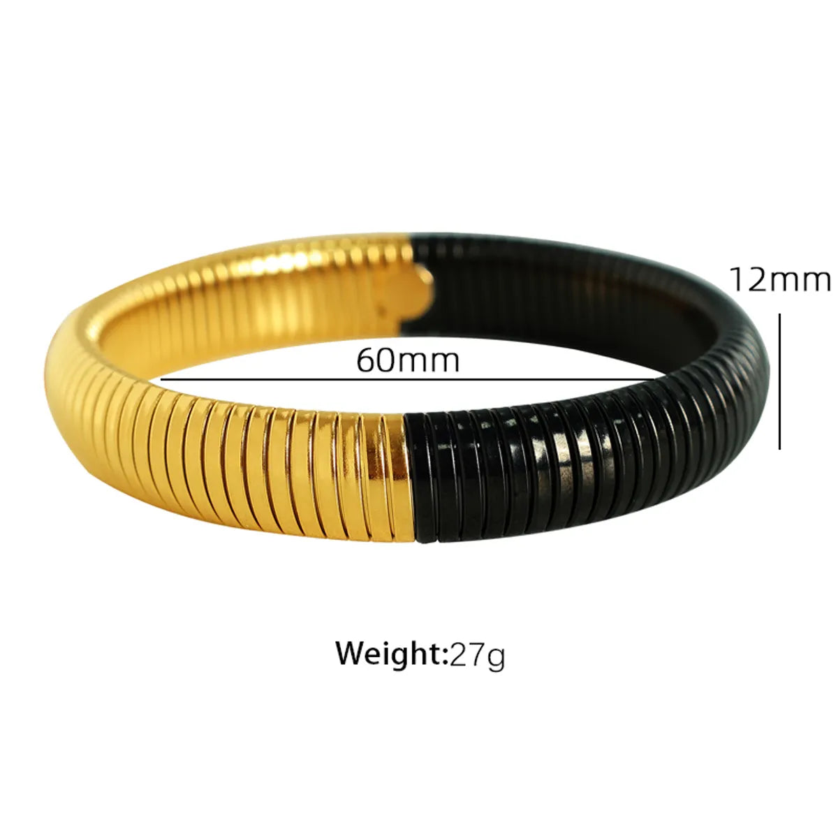 12mm Wide (Ring 60mm) Sz12 Gold Black