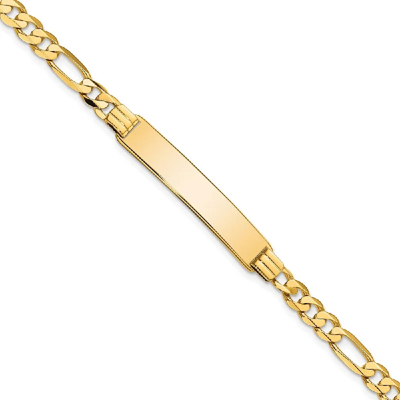 Women’s gemstone bracelets-14k Flat Figaro Link ID Bracelet-WBC-LID78-8