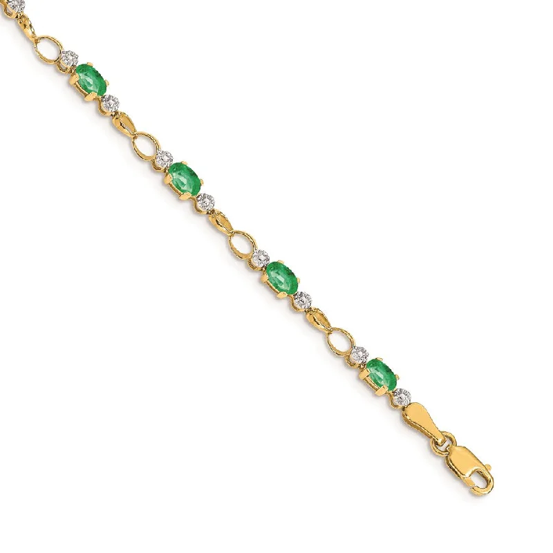 Women’s cuff bangles-14k Open-Link Diamond/Emerald Bracelet-WBC-BM4482-EM-001-YA