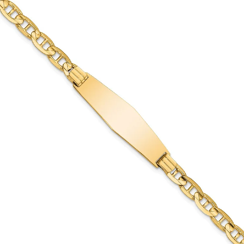 Women’s simple bracelets-14k Anchor Soft Diamond Shape ID Bracelet-WBC-CGL140IDC-7