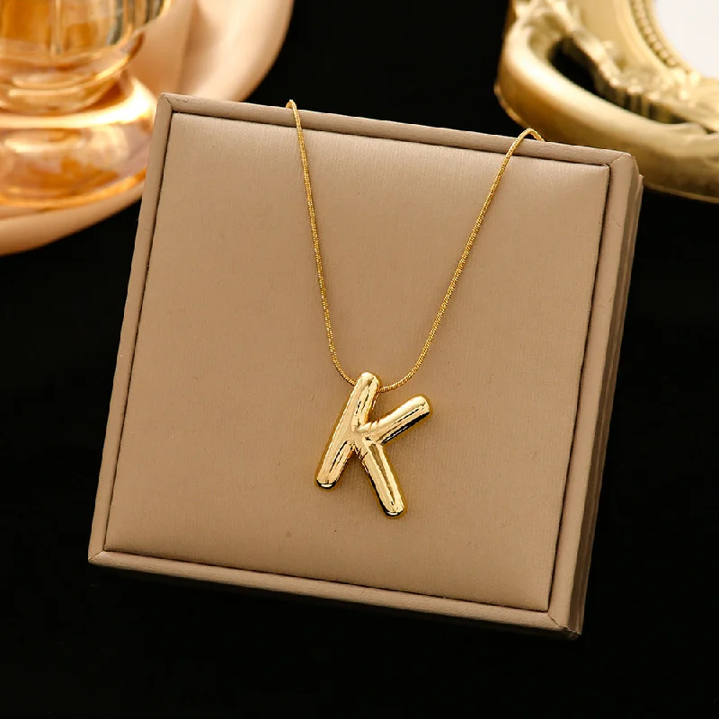 337 Letter K Snake Bones Chain-Gold