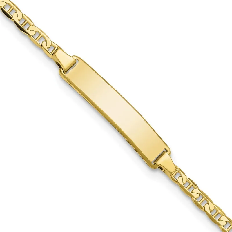 Women’s custom charm bangles-10k Yellow Gold Flat Anchor Link ID Bracelet, 5.5" (W-4.3mm)