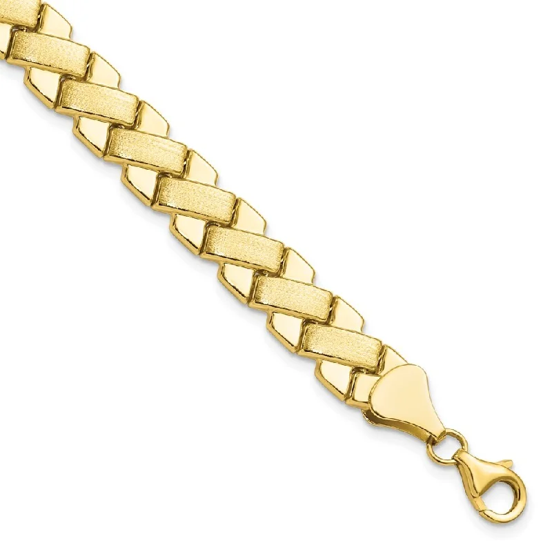 Women’s geometric bangles-Leslie's 10k Yellow Gold Criss Cross Fancy Bracelet, 7.25" (W-8mm)