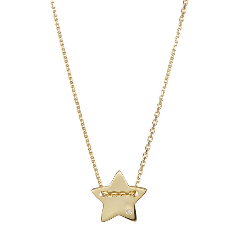 Women’s beaded necklaces-14k Gold Plated Diamond Star Charm Necklace