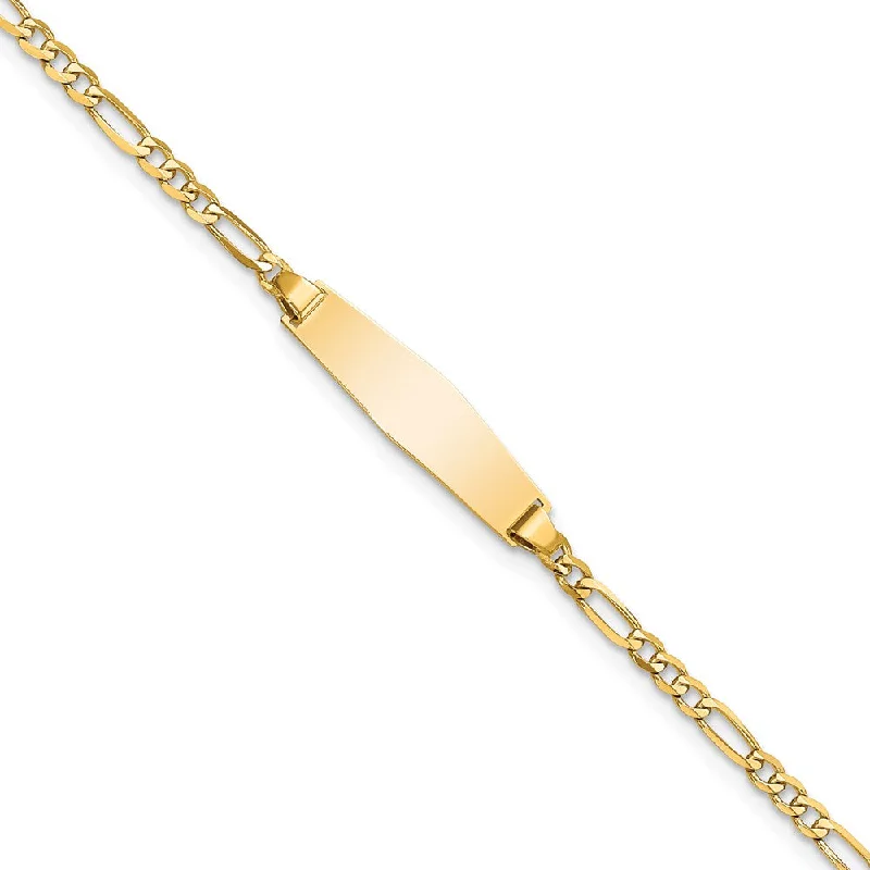 Women’s custom gold bracelets-14k Baby Soft Diamond Shape Figaro ID Bracelet-WBC-FIG060IDC-6