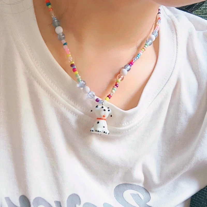 Colored Beaded Dog Necklace