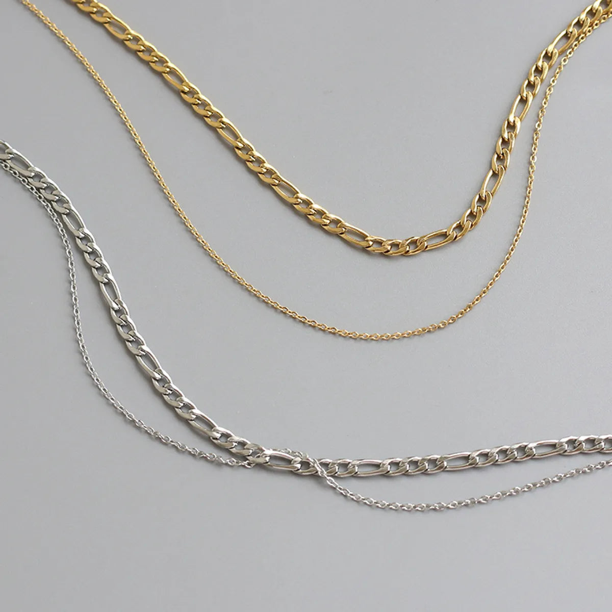 Women’s pearl drop necklaces-Simple Style Solid Color Titanium Steel Patchwork Layered Necklaces