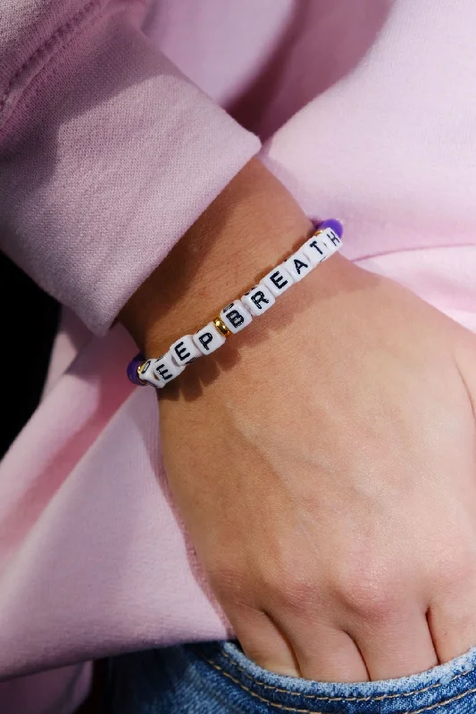 Women’s tennis bracelets-Deep Breath Inspirational Beaded Bracelet