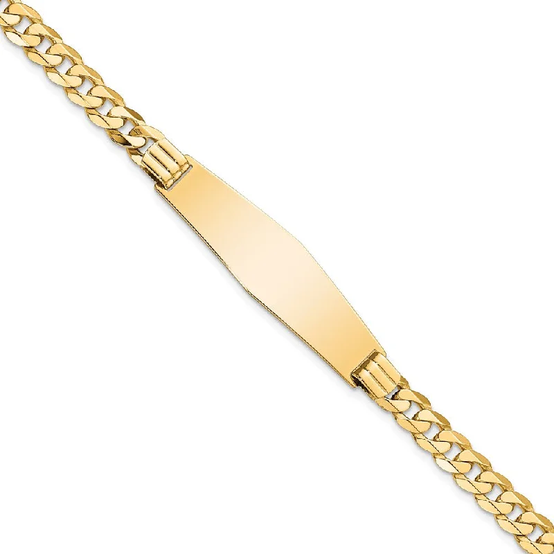 Women’s birthstone bracelets-14K Curb Link Soft Diamond Shape ID Bracelet-WBC-LID64C-8