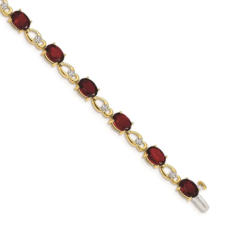 Women’s diamond bangles-14k Garnet and Diamond Bracelet-WBC-BM4496-GA-005-YA