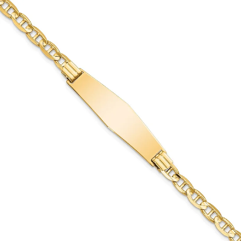 Women’s gold cuff bracelets-14k Anchor Link Soft Diamond Shape ID Bracelet-WBC-LID77C-7