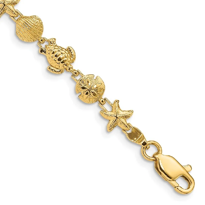 Women’s luxe gold bracelets-14k Yellow Gold 7mm Sea Life Bracelet, 7"