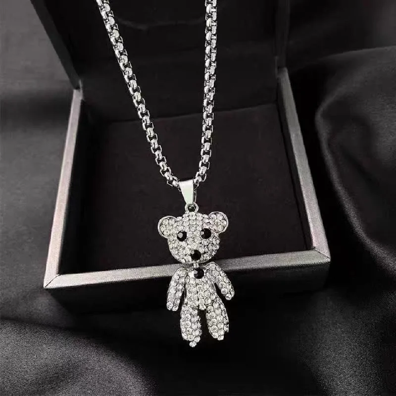 Xl0085 Full Diamond Bear with Steel Chain 70cm