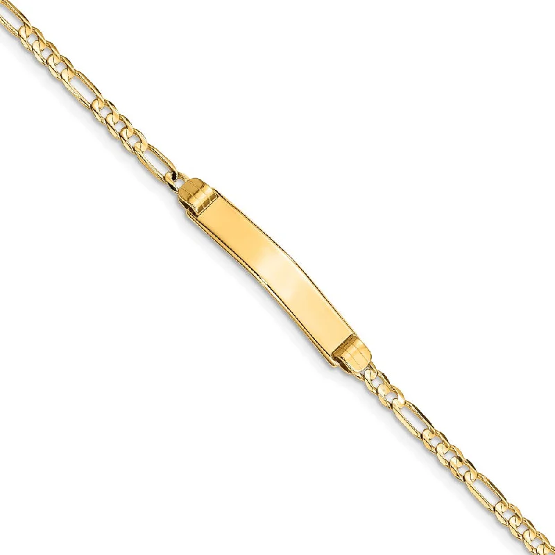 Women’s minimalistic bangles-14k Figaro ID Bracelet-WBC-FG80ID-7