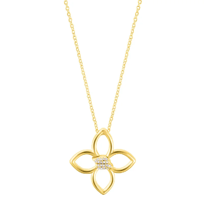 Women’s bridal necklaces-Adjustable Outline CZ Clover Necklace