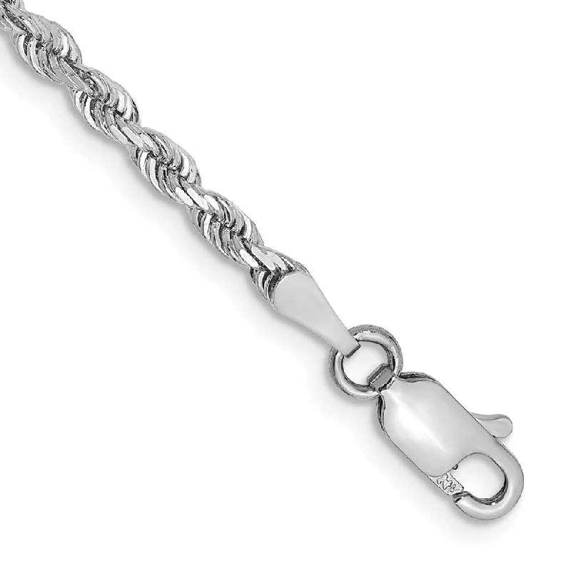 Women’s elegant bracelets-10k White Gold 2.75mm Diamond-Cut Quadruple Rope Chain Bracelet, 7"