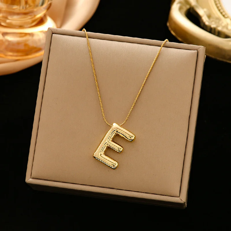 337 Letter E Snake Bones Chain-Gold