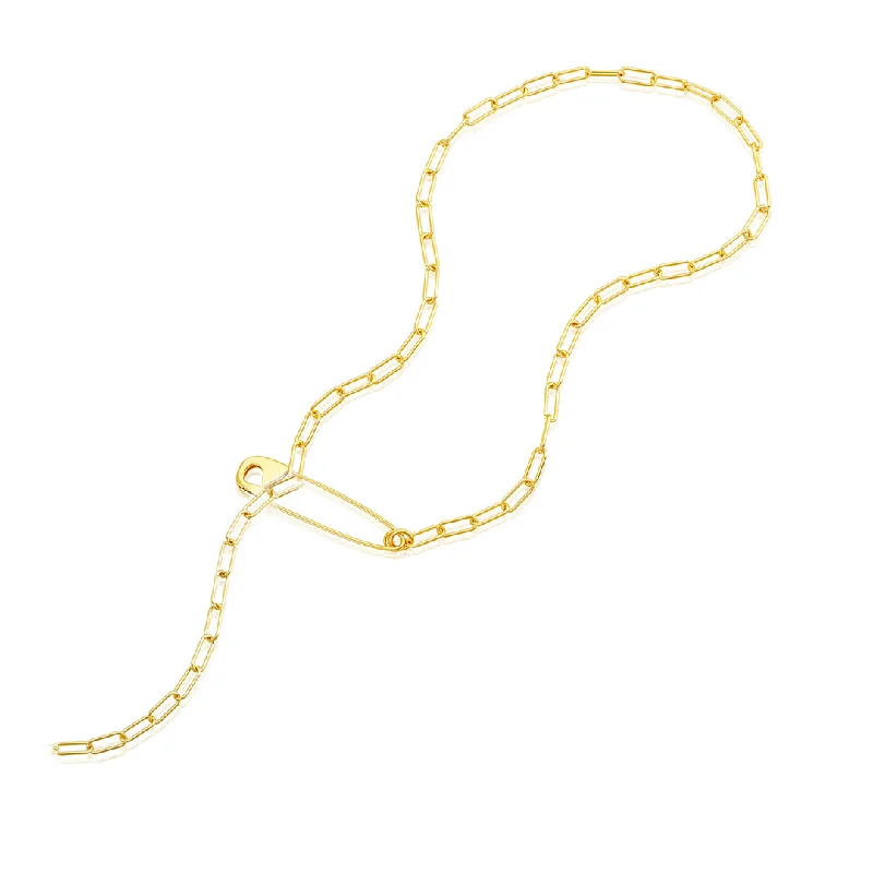 Women’s cross necklaces-14k Gold Plated Safety Pin Paper Clip Chain Lariat Necklace