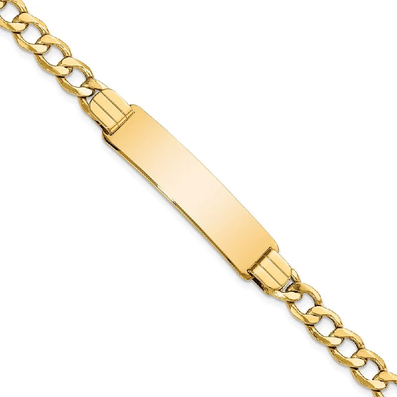 Women’s bangles-14k Semi-solid Curb Link ID Bracelet-WBC-DCID142-7