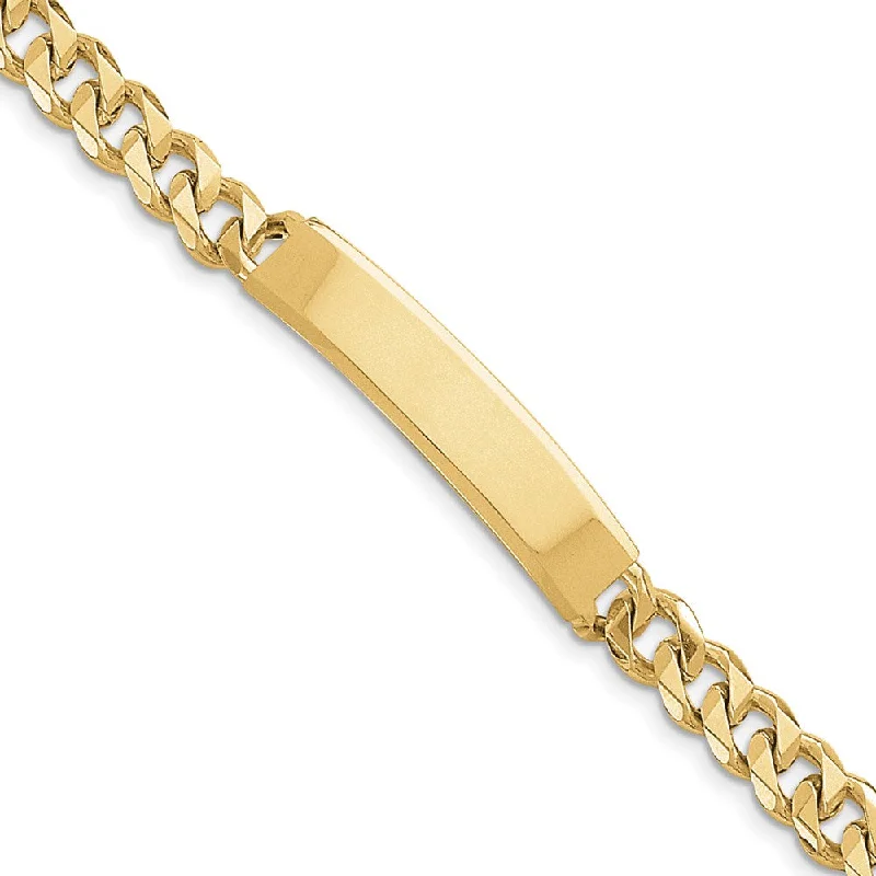 Women’s simple bracelets-14k Hand-polished Curb Link ID Bracelet-WBC-LK118ID-8