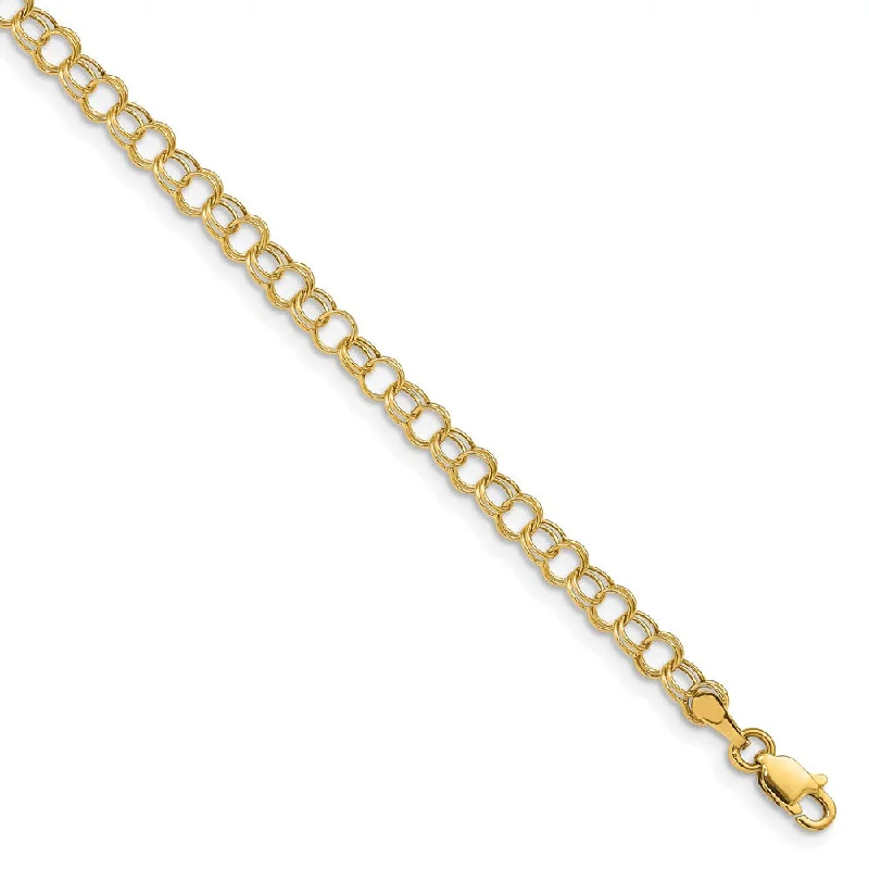 Women’s gold-plated bracelets-14k Hollow Double Link Charm Bracelet-WBC-DO350-7