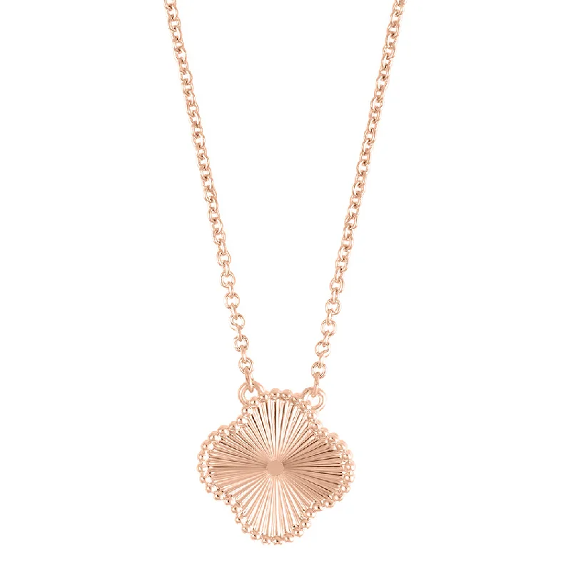 Women’s opal necklaces-14k Rose Gold Plated Beveled Flower Necklace