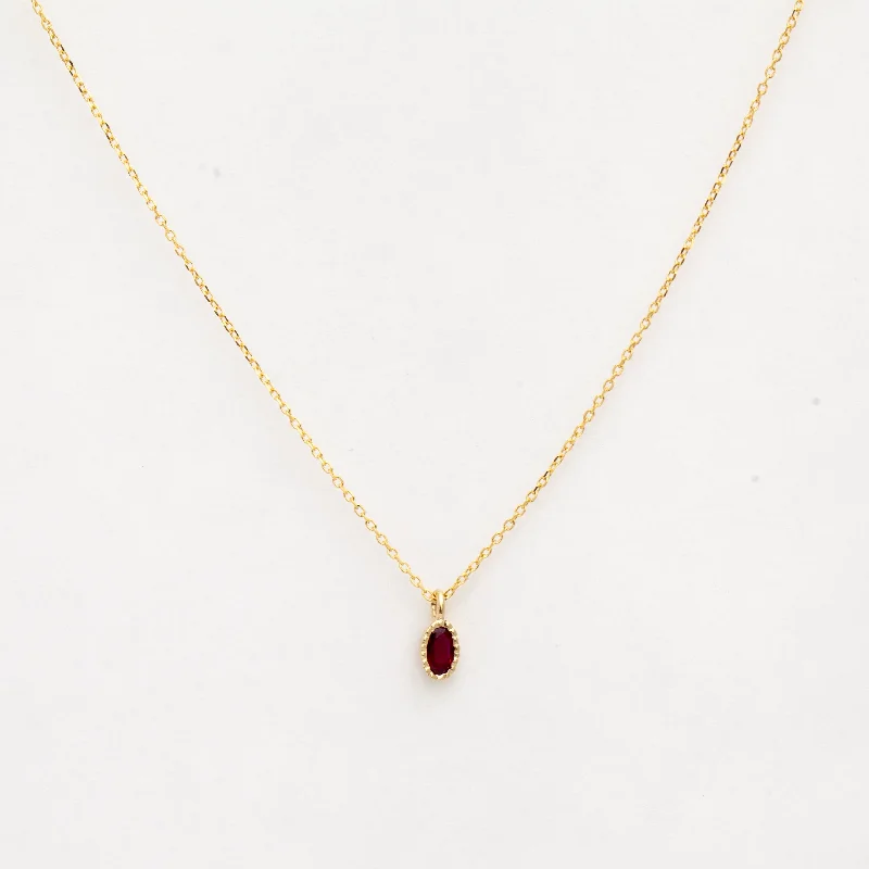 Women’s diamond necklaces-Oval Ruby Wisp Necklace