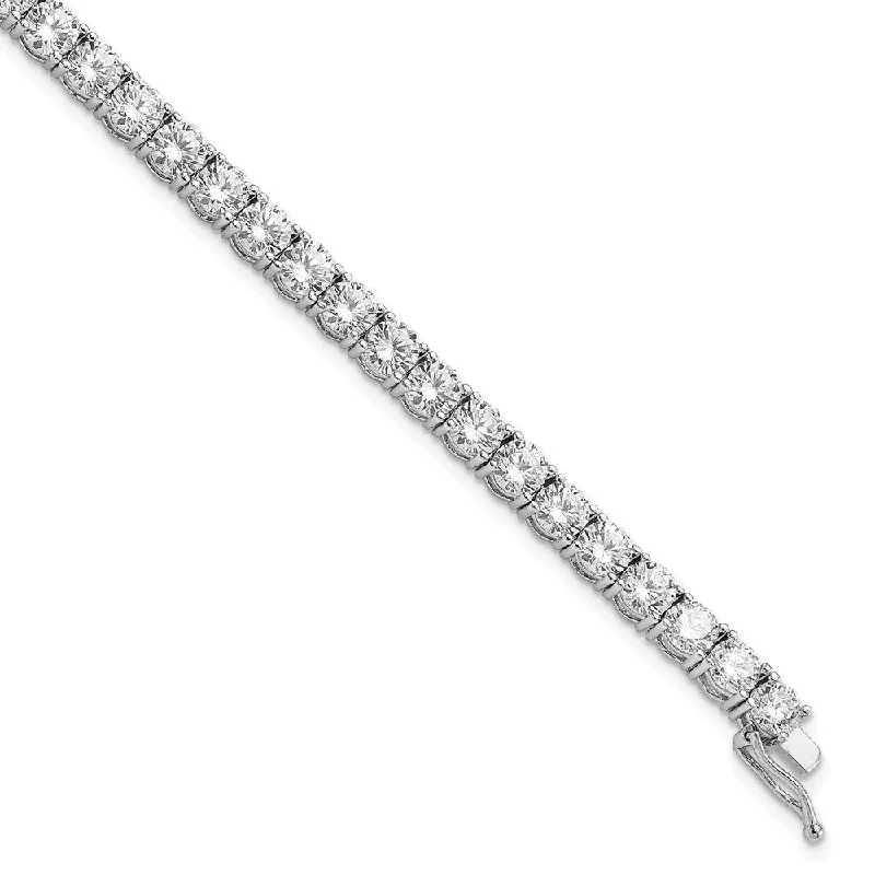 Women’s multicolor bracelets-925 Sterling Silver Rhodium Plated Cubic Zirconia Bracelet, 7"