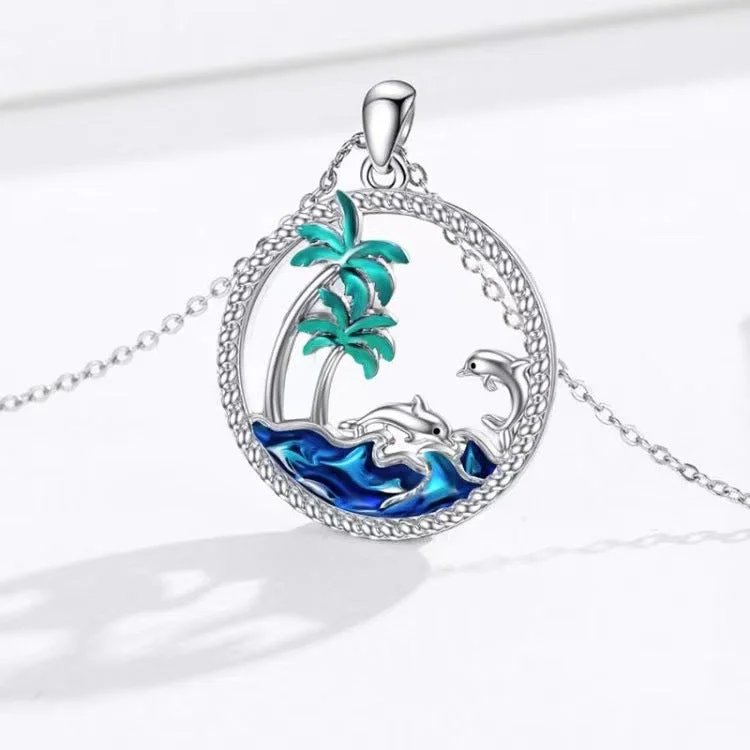 Women’s bar necklaces-Simple Style Coconut Tree Spray Dolphin Copper Plating Pendant Necklace 1 Piece