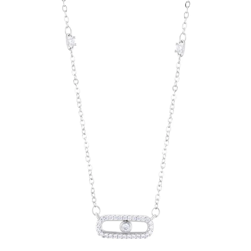 Women’s choker necklaces-Sterling Silver Plated Adjustable CZ Dancing Stone Necklace