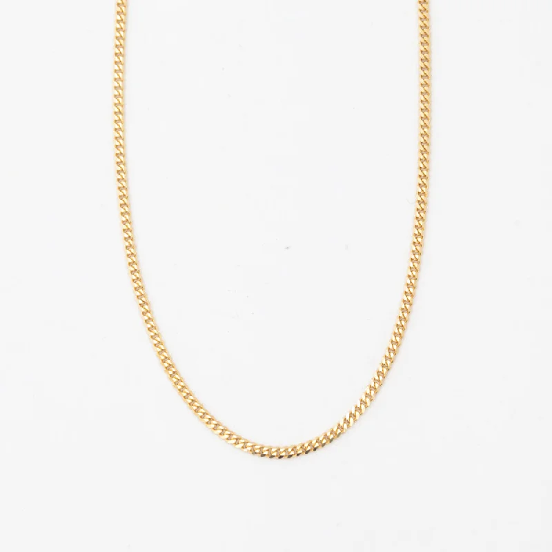 Women’s long chain necklaces-2 mm Yellow Gold Curb Chain