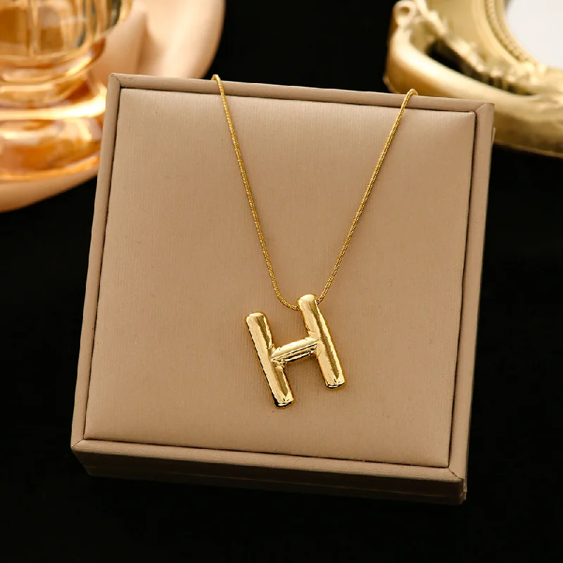 337 Letter H Snake Bones Chain-Gold