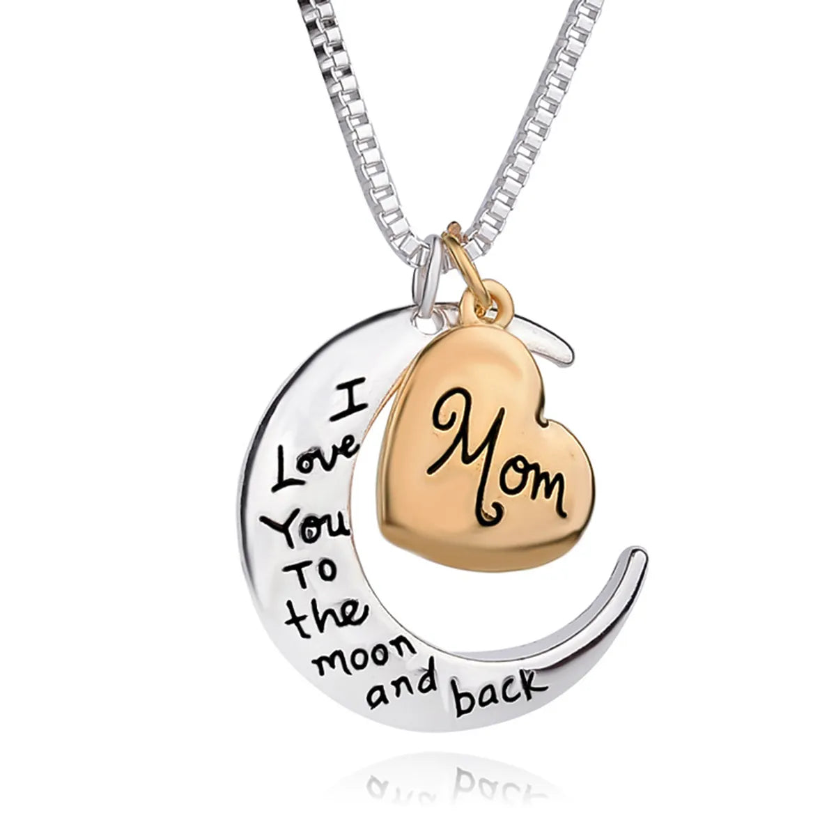 Women’s floral necklaces-1 Piece Mama Simple Style Letter Moon Heart Shape Alloy Plating Mother's Day Women's Pendant Necklace