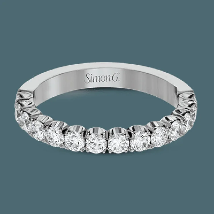 This classic wedding band contains a stunning .75 ctw of white round diamonds