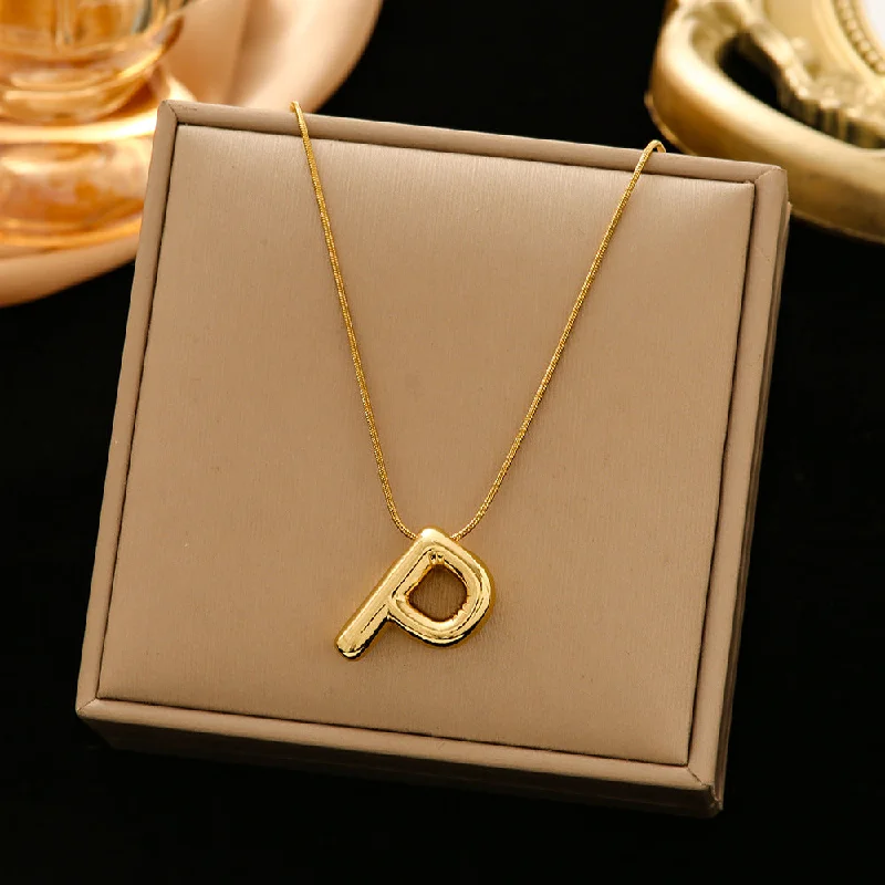 337 Letter P Snake Bones Chain-Gold