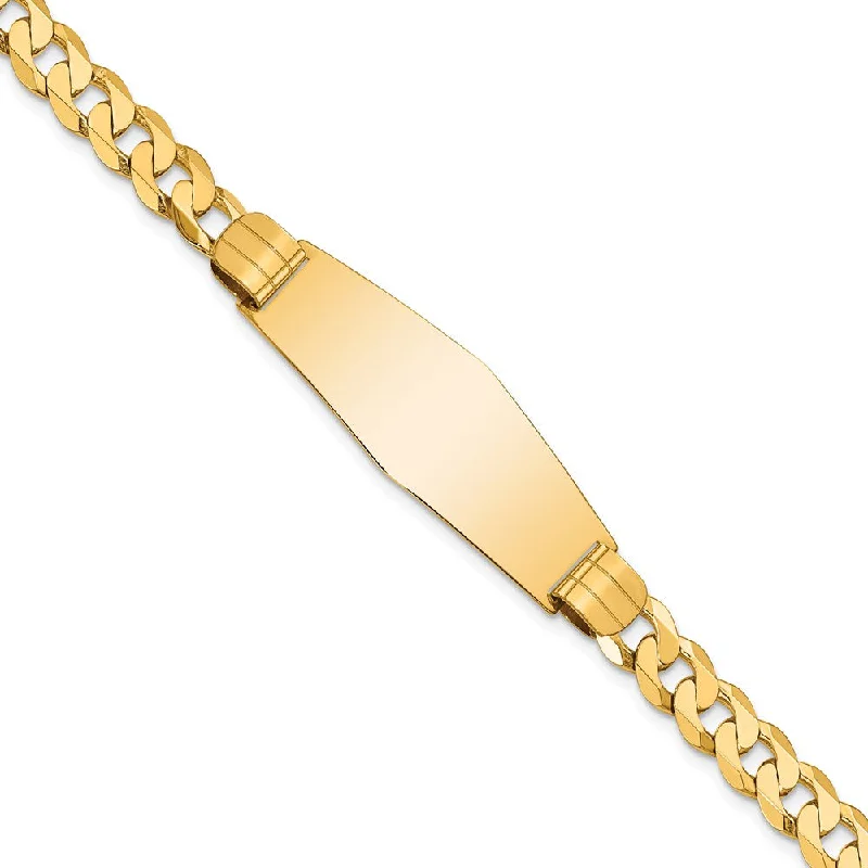 Women’s friendship bracelets-14K Curb Link Soft Diamond Shape ID Bracelet-WBC-LID65C-8