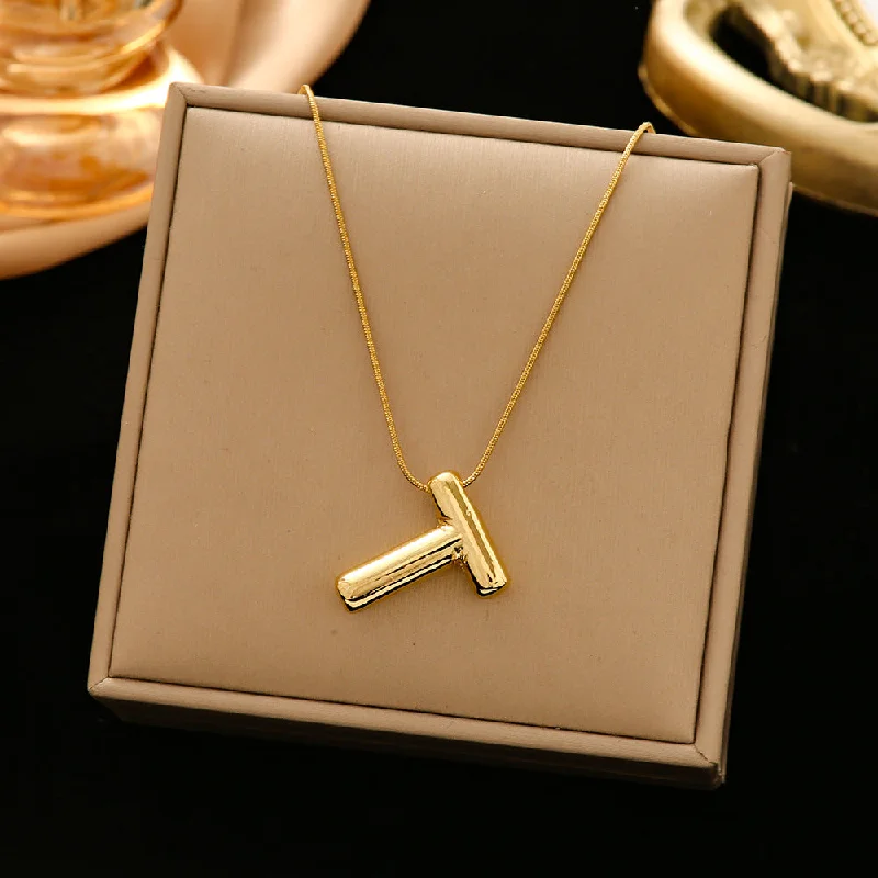 337 Letter T Snake Bones Chain-Gold