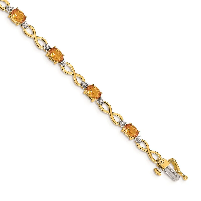 Women’s minimalist bangles-14k Citrine Diamond Infinity Bracelet-WBC-BM4494-CI-003-YA