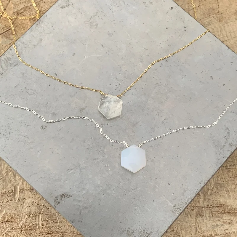 Women’s personalized infinity necklaces-Faceted Hexagon necklace