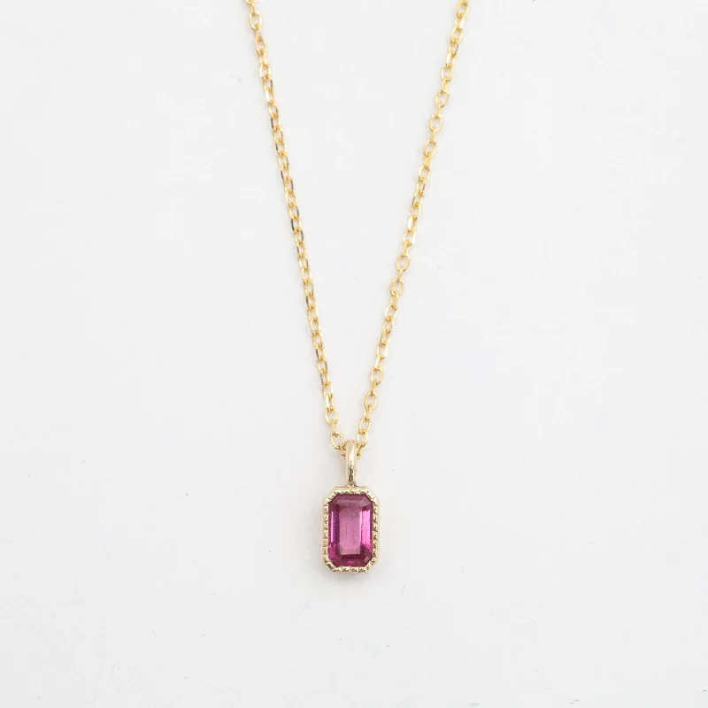 Women’s twisted gold necklaces-Emerald Cut Ruby Wisp Necklace