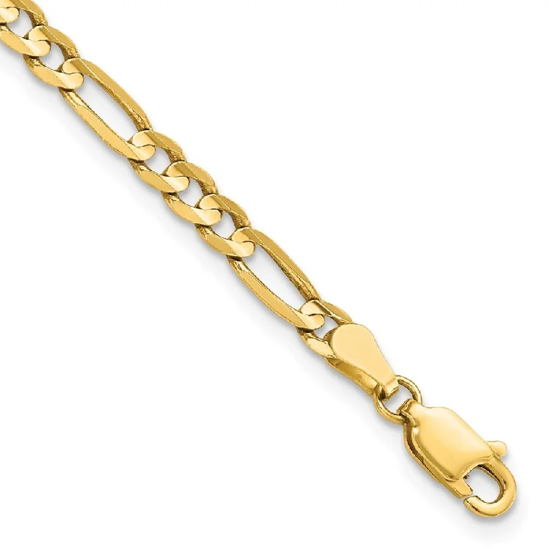 Women’s trendy bracelets-14k Yellow Gold 4mm Flat Figaro Chain Bracelet, 7"