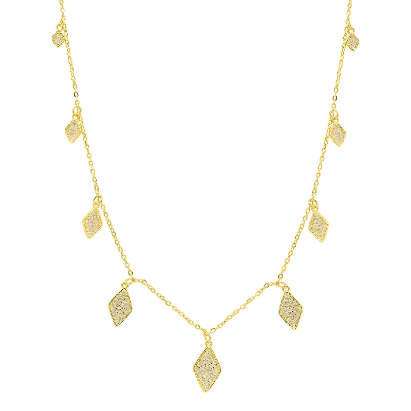 Women’s minimalist necklaces-14k Gold Plated Diamond Drop Confetti Necklace