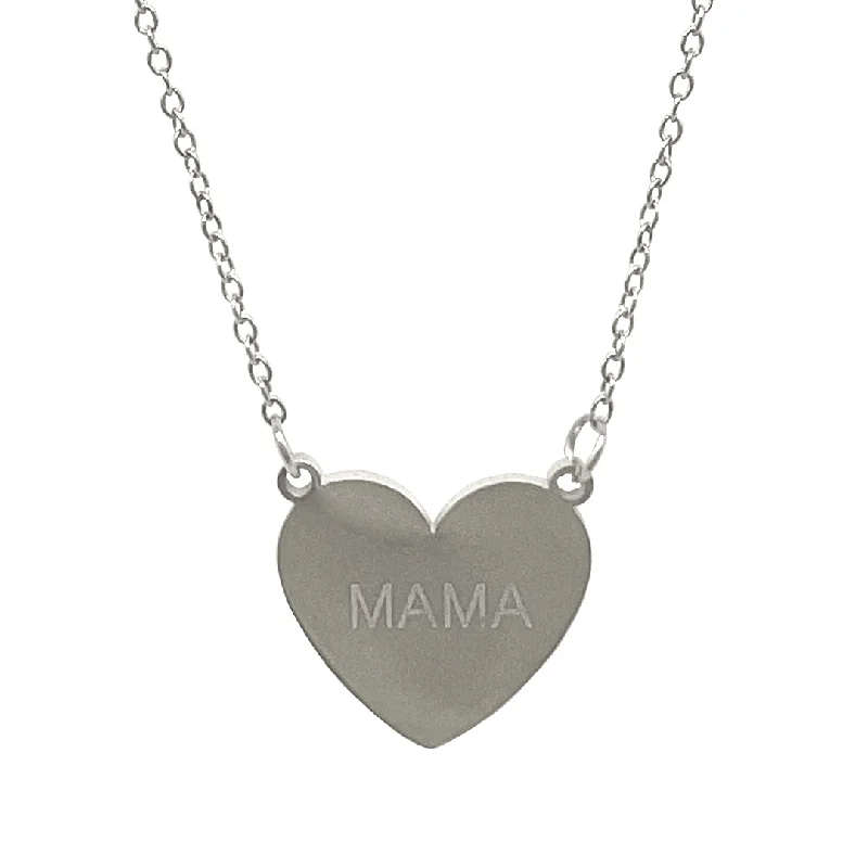 Women’s floral necklaces-Tarnish Resistant Rhodium Plated Mama Heart Necklace