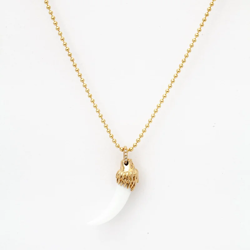 Women’s diamond chain necklaces-Lion's Tooth Pendant