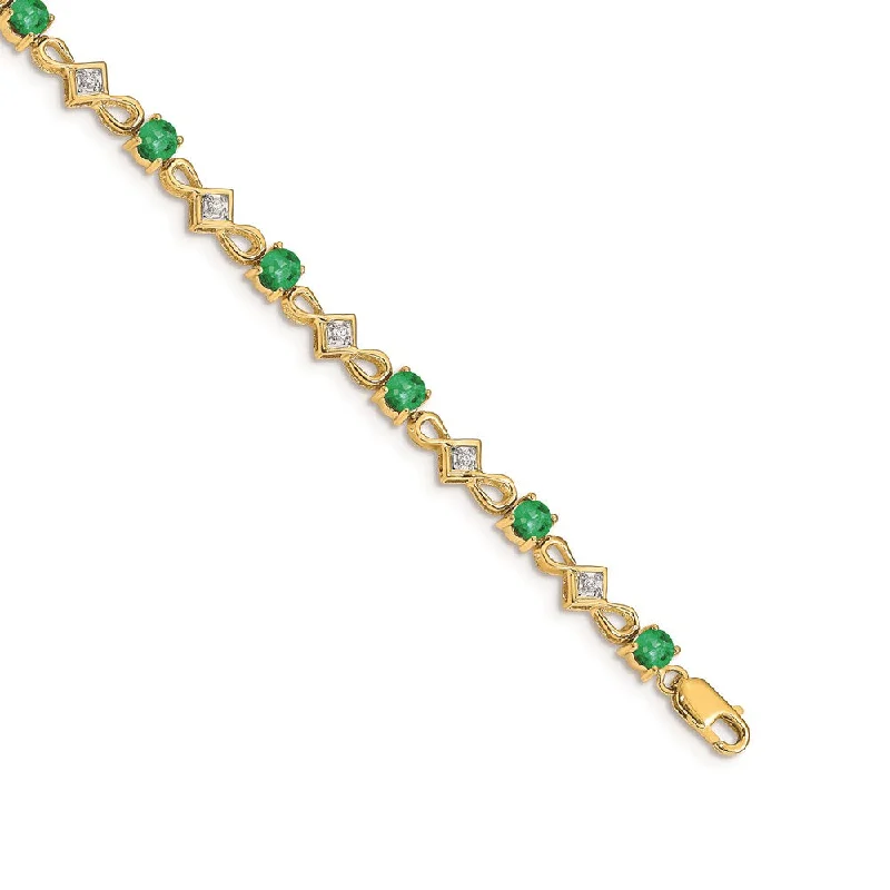 Women’s trendy bracelets-14k Diamond and Emerald Bracelet-WBC-BM4486-EM-010-YA