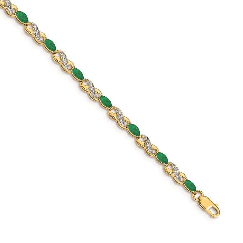 Women’s stretch bracelets-14k Diamond and Emerald Infinity Bracelet-WBC-BM4485-EM-015-YA